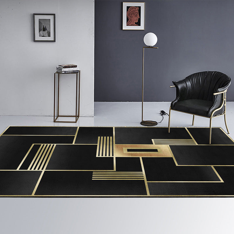 Avtoit | Simple Color Block Rug Multicolored Polyester Area Rug Non-Slip Backing Machine Washable Rug for the Bedroom