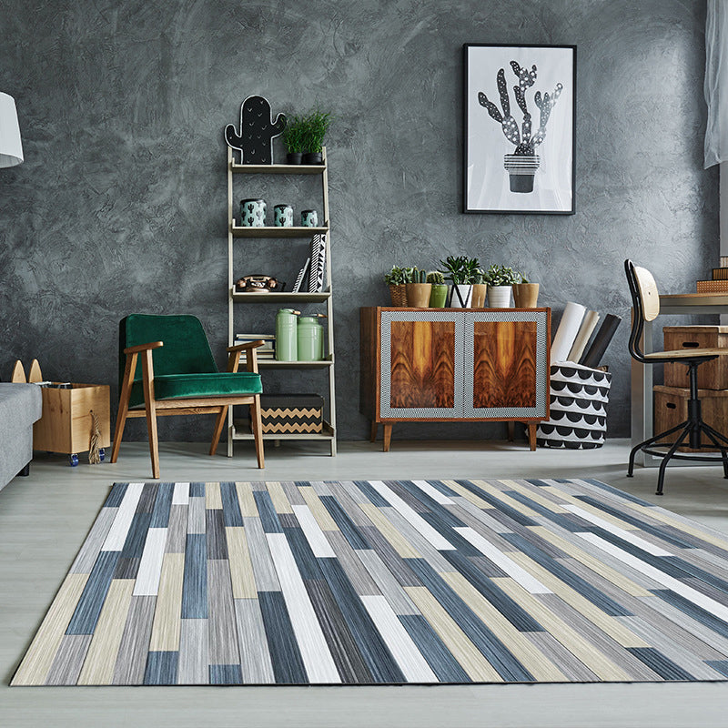 Avtoit | Simple Color Block Rug Multicolored Polyester Area Rug Non-Slip Backing Machine Washable Rug for the Bedroom