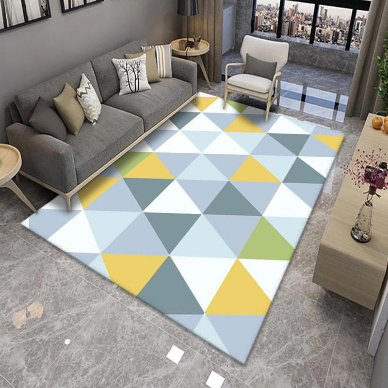 Avtoit | Modern Living Room Rug Multicolor Color Block Area Rug Polyester Non-Slip Machine Washable Rug