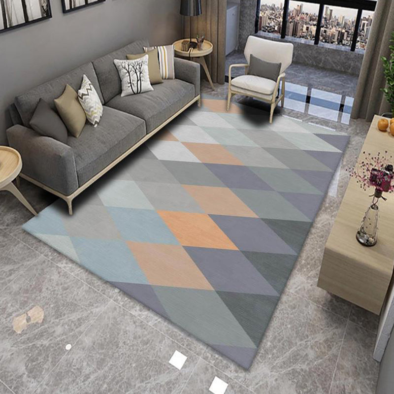 Avtoit | Modern Living Room Rug Multicolor Color Block Area Rug Polyester Non-Slip Machine Washable Rug