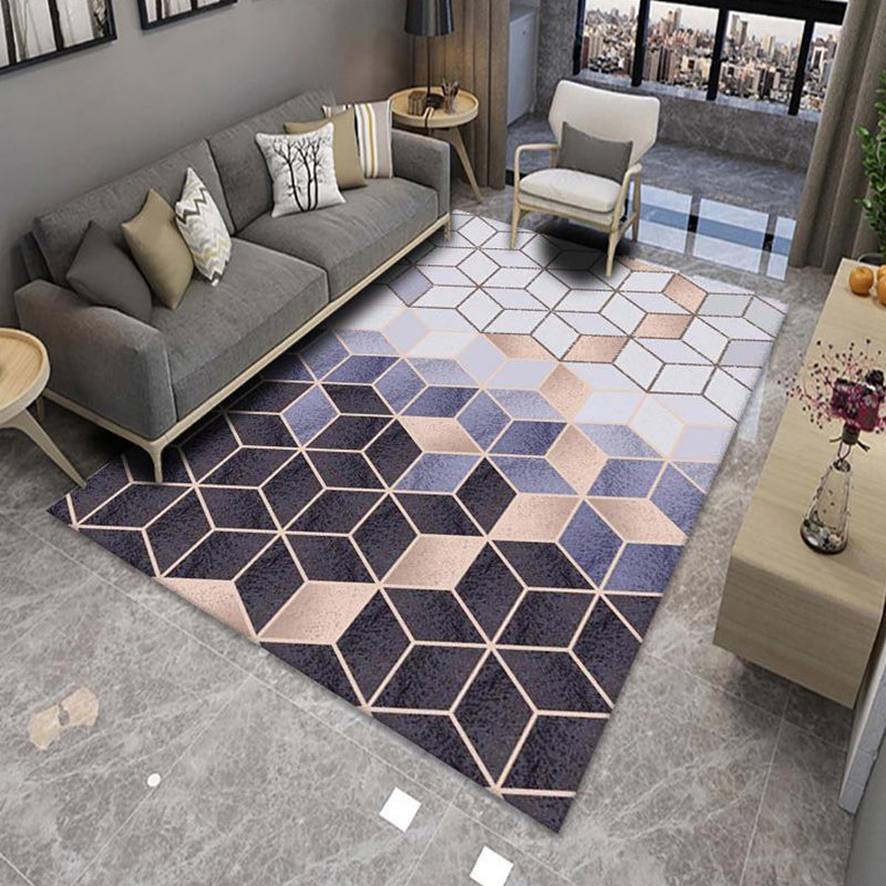 Avtoit | Modern Living Room Rug Multicolor Color Block Area Rug Polyester Non-Slip Machine Washable Rug