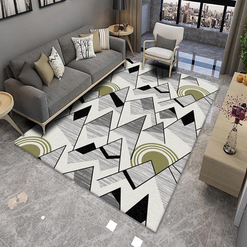 Avtoit | Modern Living Room Rug Multicolor Color Block Area Rug Polyester Non-Slip Machine Washable Rug