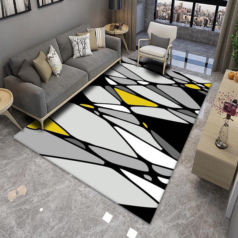 Avtoit | Modern Living Room Rug Multicolor Color Block Area Rug Polyester Non-Slip Machine Washable Rug
