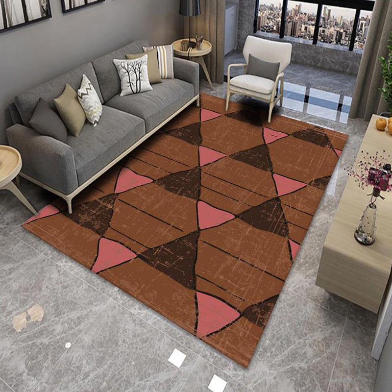 Avtoit | Modern Living Room Rug Multicolor Color Block Area Rug Polyester Non-Slip Machine Washable Rug
