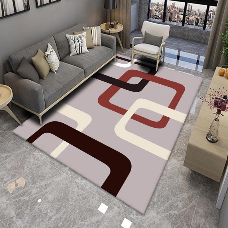 Avtoit | Modern Living Room Rug Multicolor Color Block Area Rug Polyester Non-Slip Machine Washable Rug