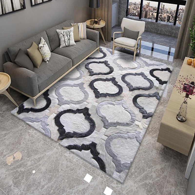 Avtoit | Modern Living Room Rug Multicolor Color Block Area Rug Polyester Non-Slip Machine Washable Rug
