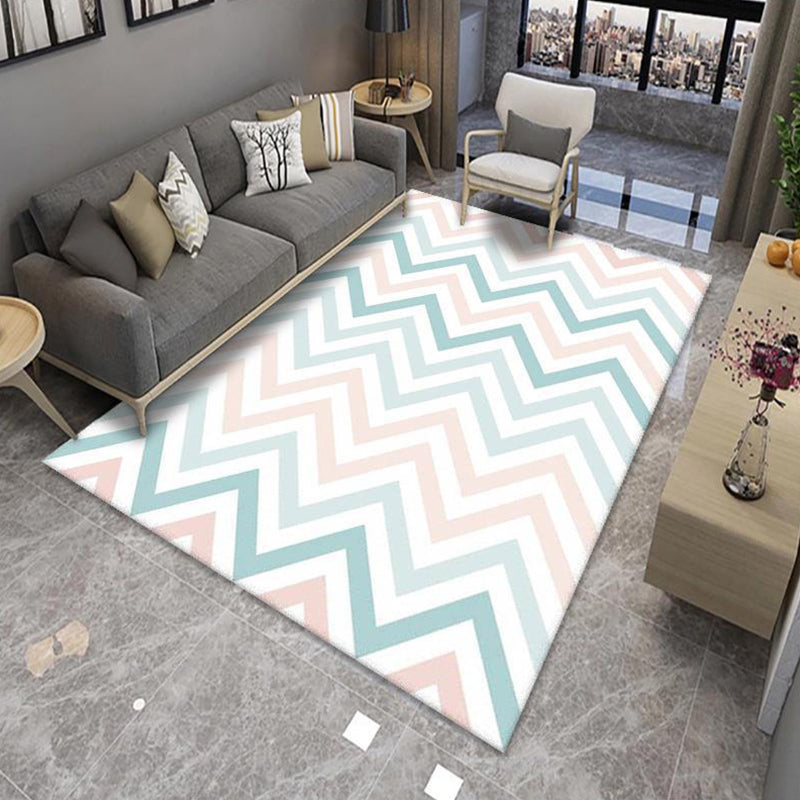 Avtoit | Modern Living Room Rug Multicolor Color Block Area Rug Polyester Non-Slip Machine Washable Rug