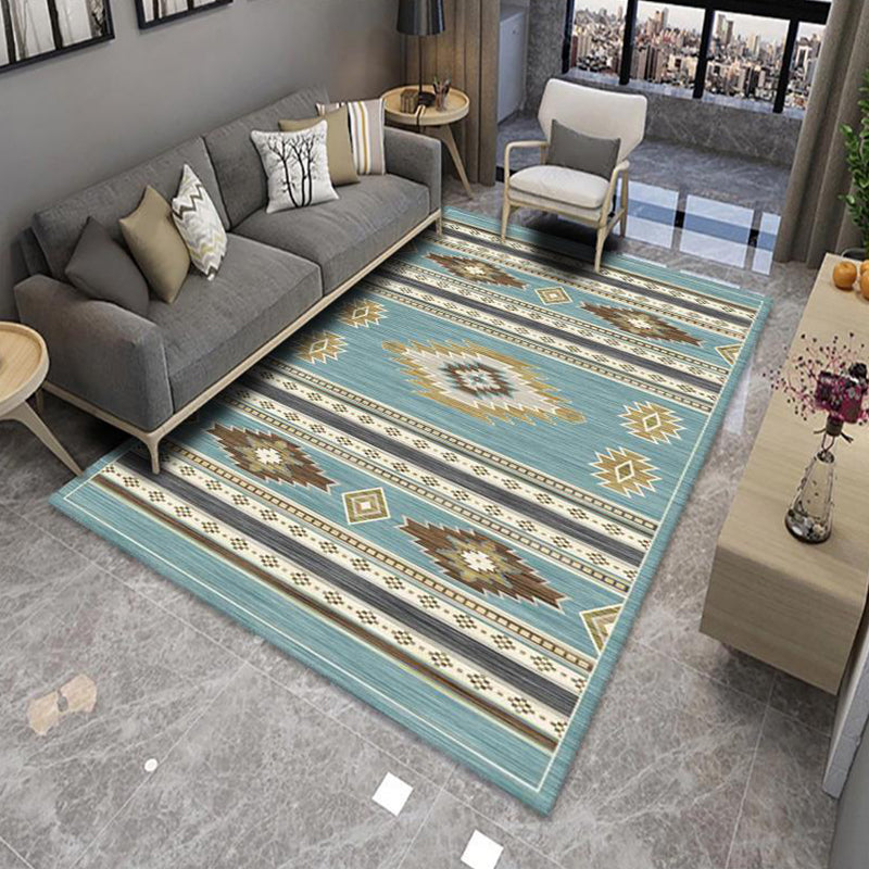 Avtoit | Modern Living Room Rug Multicolor Color Block Area Rug Polyester Non-Slip Machine Washable Rug