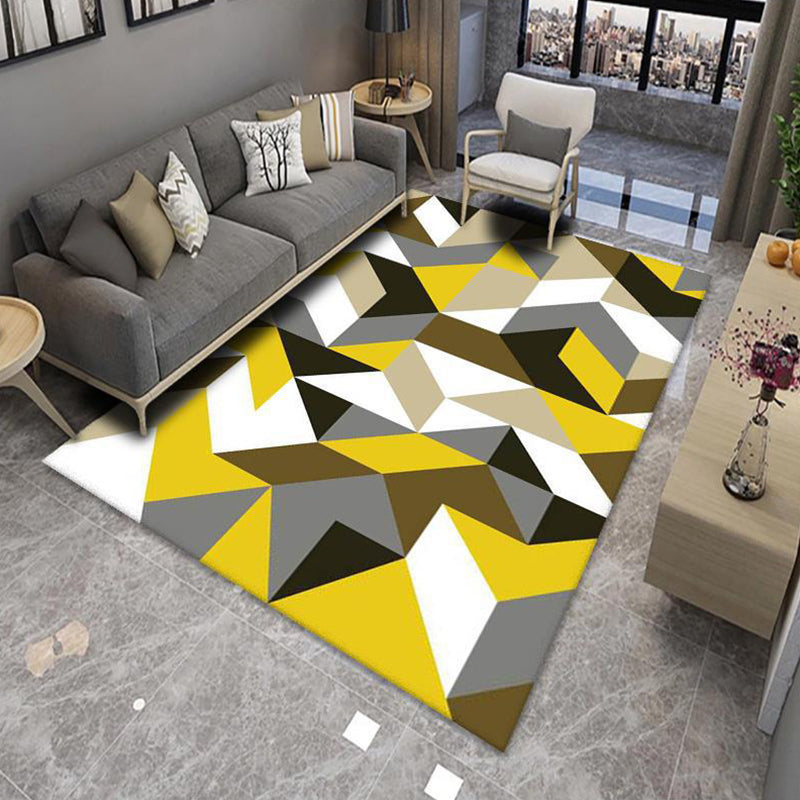 Avtoit | Modern Living Room Rug Multicolor Color Block Area Rug Polyester Non-Slip Machine Washable Rug