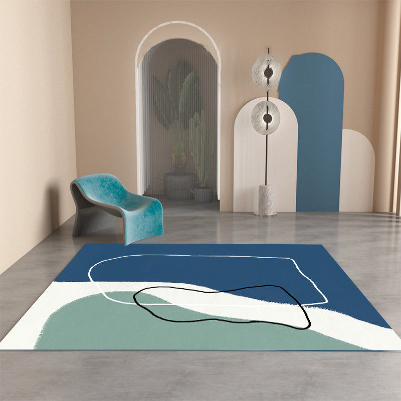 Avtoit | Morandi-color western carpet cotton blend color block rug anti-slip backing washable rug for bedroom