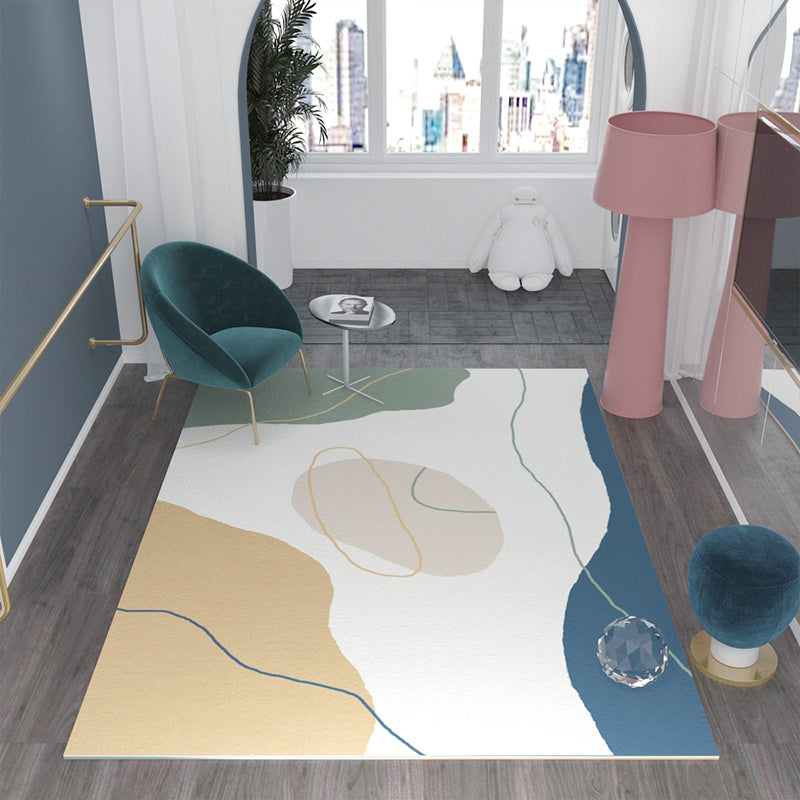 Avtoit | Morandi color Western carpet cotton blend color block rug anti-slip backing washable rug for bedroom