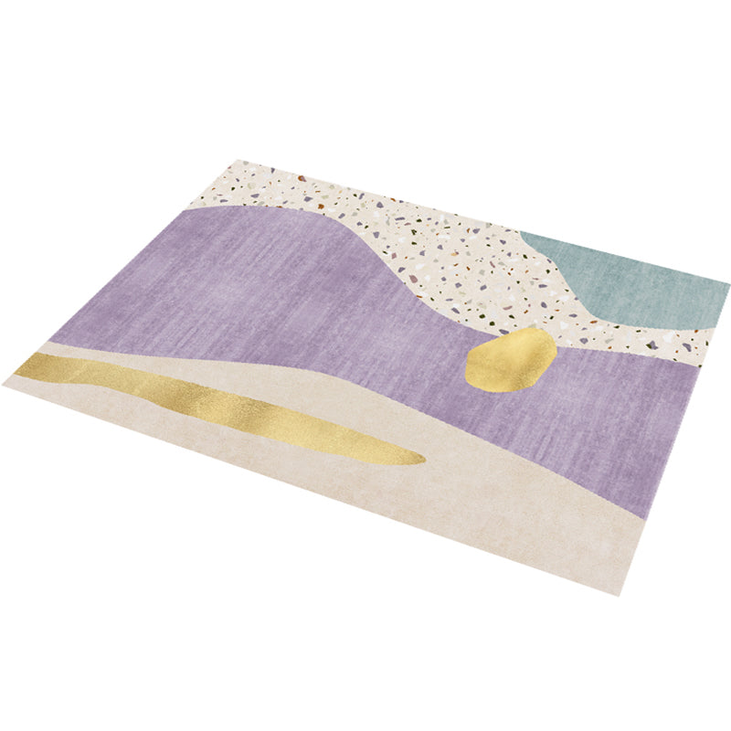 Avtoit | Calming Color Block Carpet Multicolored Cotton Blend Indoor Carpet Non-Slip Back Machine Washable Carpet for Space
