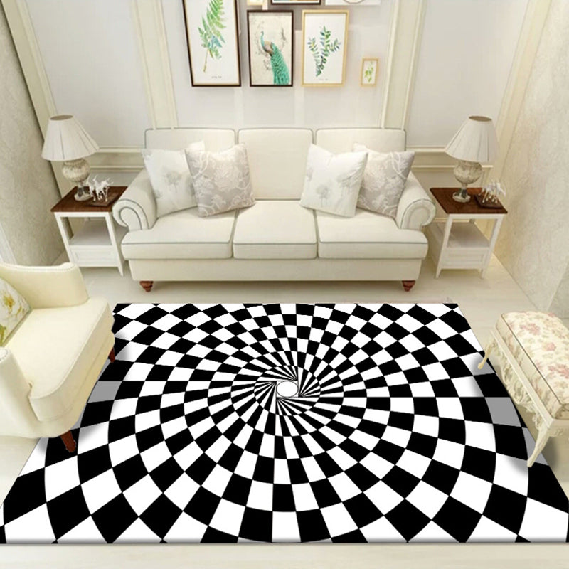 Avtoit | Multicolored unique rug polyester 3D checkerboard area rug easy care pet-friendly indoor rug for living room