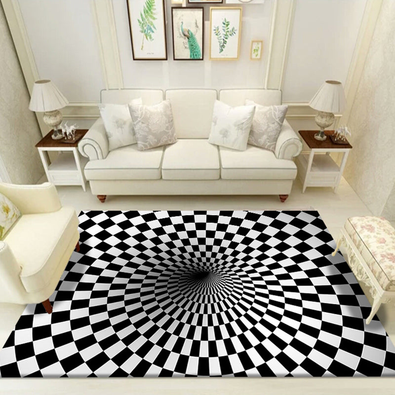 Avtoit | Multicolored unique rug polyester 3D checkerboard area rug easy care pet-friendly indoor rug for living room