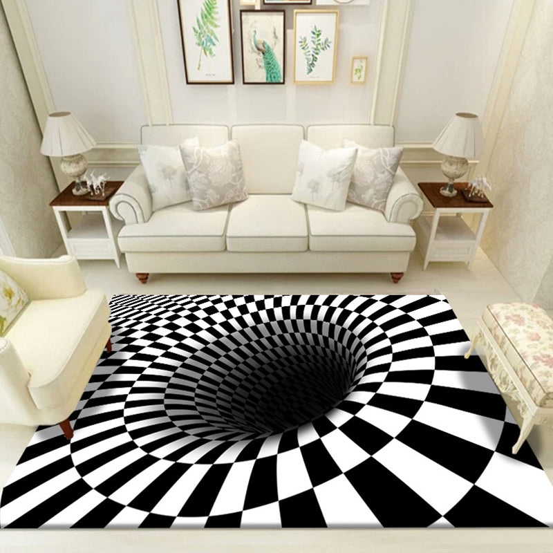Avtoit | Multicolored unique rug polyester 3D checkerboard area rug easy care pet-friendly indoor rug for living room