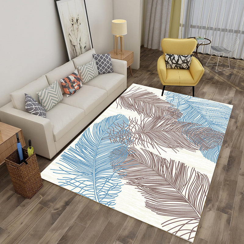 Avtoit | Multicolor tropical rug polyester plant-printed rug non-slip back pet-friendly rug for living room