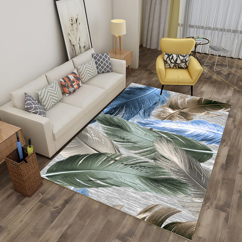 Avtoit | Multicolor tropical rug polyester plant-printed rug non-slip back pet-friendly rug for living room