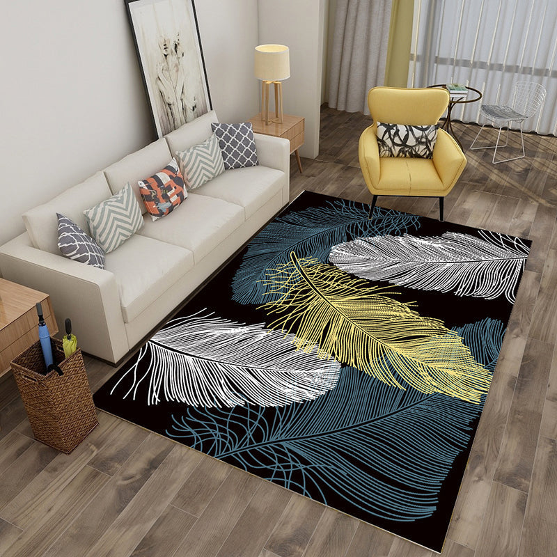 Avtoit | Multicolor tropical rug polyester plant-printed rug non-slip back pet-friendly rug for living room