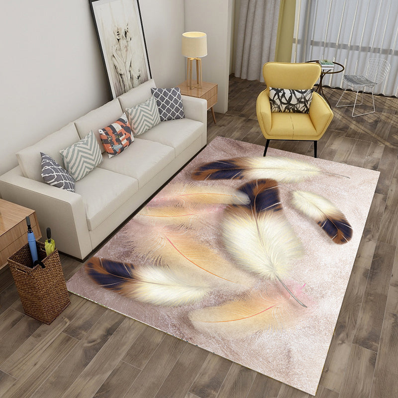 Avtoit | Multicolor tropical rug polyester plant printed rug non-slip backing pet-friendly rug for living room