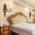 Avtoit | 1/2-Light Living Room Wall Mount Lamp Vintage Style Brass Wall Light with Flower Clear Structured Glass Shade