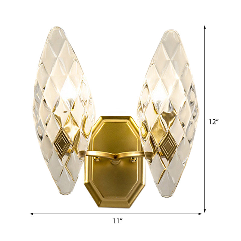 Avtoit | Clear Crystal Diamond Wall Light Modern Style 1/2-Head Brass Wall Lamp for Living Room