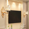 Avtoit | Clear Crystal Block Wall Light Modern Style 1/2-Light Wall Lamp with Carved Back in Brass