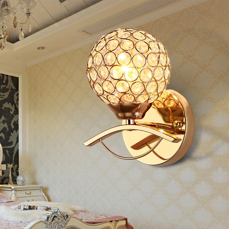 Avtoit | Global Wall Lamp Vintage Style Metal 1 Head Chrome/Gold Wall Lamp with Clear Crystal Beads Decor
