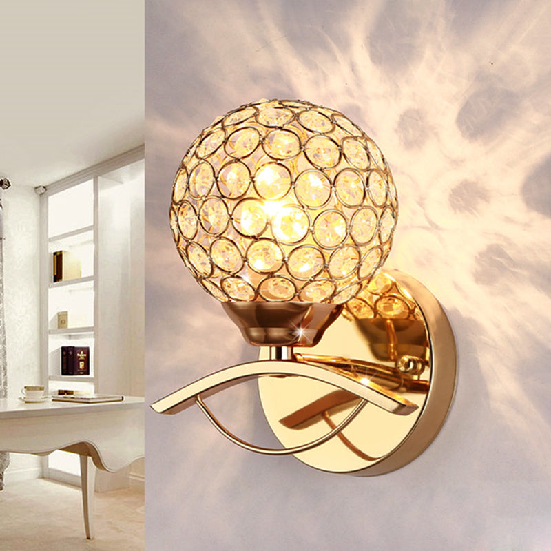 Avtoit | Global Wall Lamp Vintage Style Metal 1 Head Chrome/Gold Wall Lamp with Clear Crystal Beads Decor