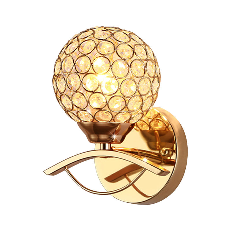 Avtoit | Global Wall Lamp Vintage Style Metal 1 Head Chrome/Gold Wall Lamp with Clear Crystal Beads Decor