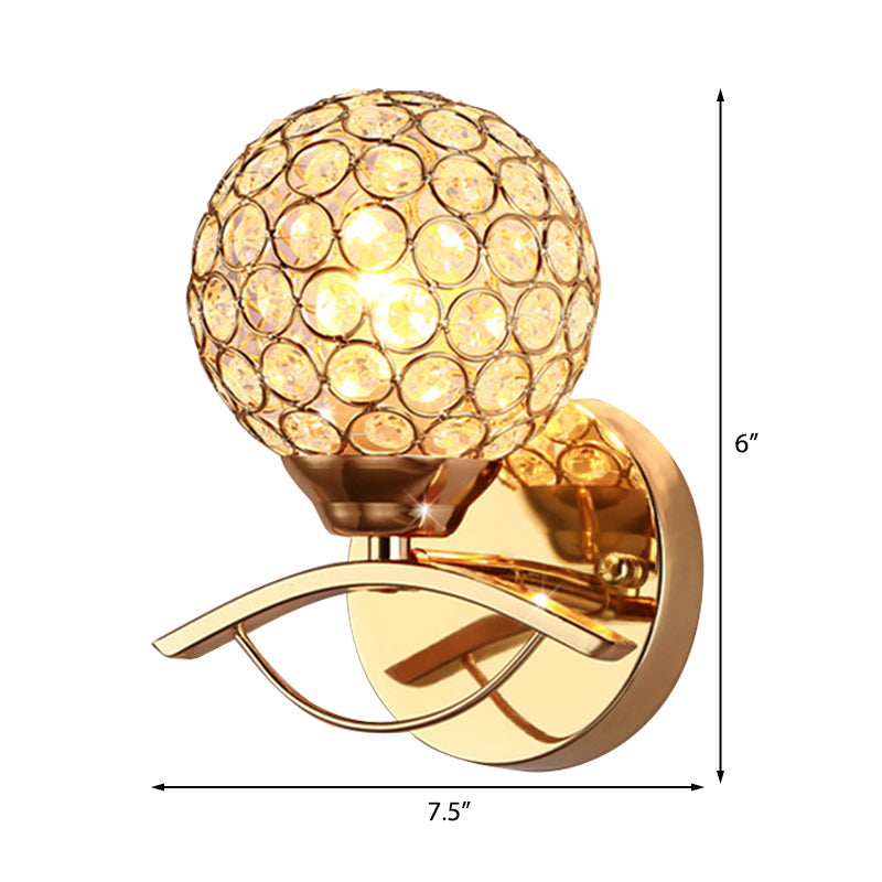 Avtoit | Global Wall Lamp Vintage Style Metal 1 Head Chrome/Gold Wall Lamp with Clear Crystal Beads Decor