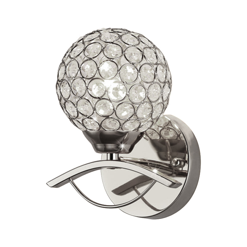Avtoit | Global Wall Lamp Vintage Style Metal 1 Head Chrome/Gold Wall Lamp with Clear Crystal Beads Decor