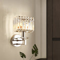 Avtoit | Cubic Wall Lamp Contemporary Metal 1 Light Chrome-Finish Wall Lamp with Clear Crystal Block