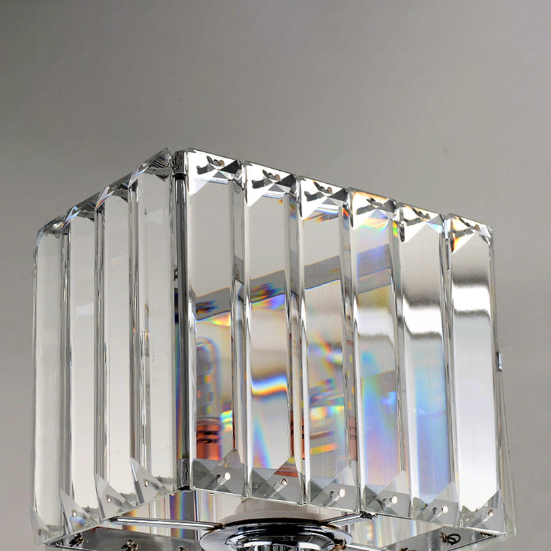 Avtoit | Cubic Wall Lamp Contemporary Metal 1 Light Chrome-Finish Wall Lamp with Clear Crystal Block
