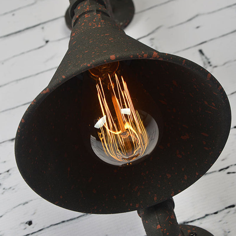 Avtoit | Vintage Conical Wall Lamp Single Iron Wall-Mounted Lamp with Water Pipe in Rust