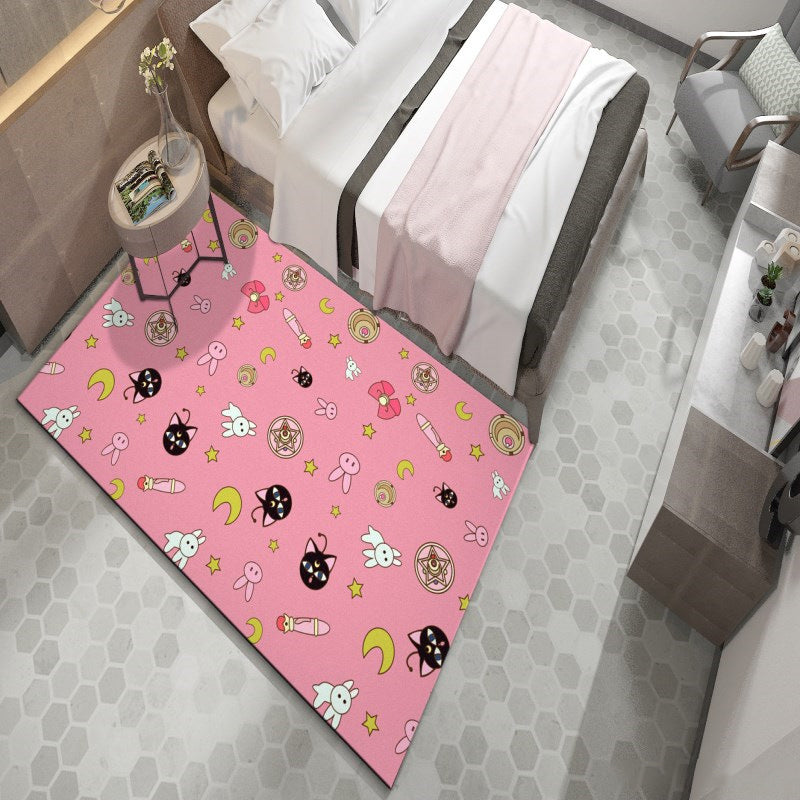 Avtoit | Western garden printed rug Multicolor Polyester rug with non-slip backing Stain-resistant indoor rug for bedroom