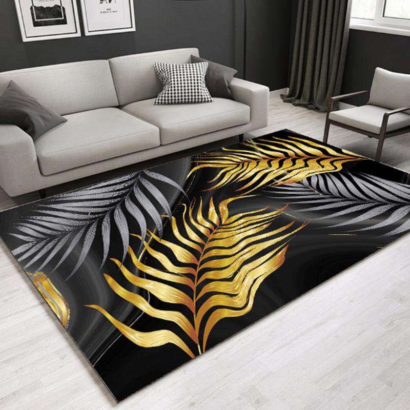 Avtoit | Modern Plant Printed Carpet Multi-Color Polypropylene Area Rug Pet-Friendly Machine-Washable Rug for Room