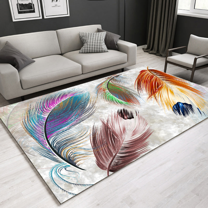 Avtoit | Modern Plant Printed Carpet Multi-Color Polypropylene Area Rug Pet-Friendly Machine-Washable Rug for Room