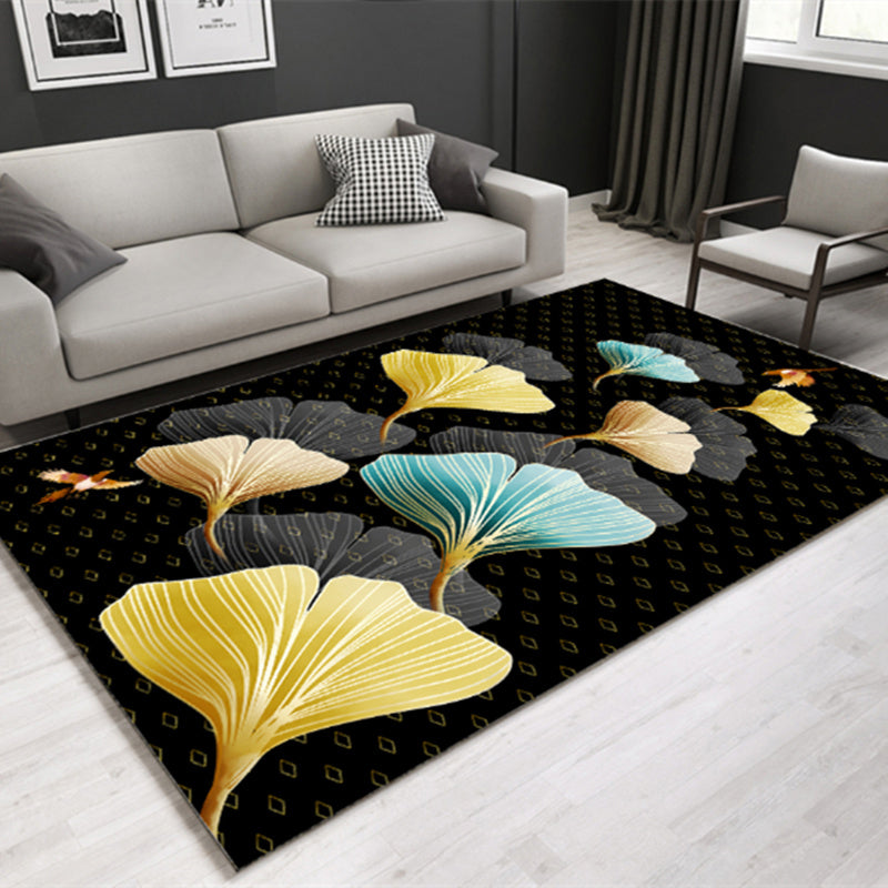Avtoit | Modern Plant Printed Carpet Multi-Color Polypropylene Area Rug Pet-Friendly Machine-Washable Rug for Room