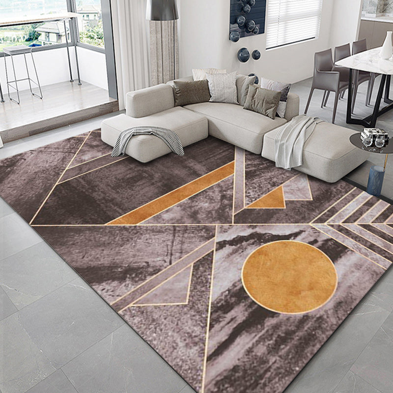 Avtoit | Luxurious geometric print carpet Multicolored synthetic carpet with non-slip backing pet-friendly carpet for the living room
