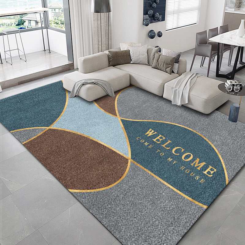 Avtoit | Luxurious geometric print carpet Multicolored synthetic carpet with non-slip backing pet-friendly carpet for the living room