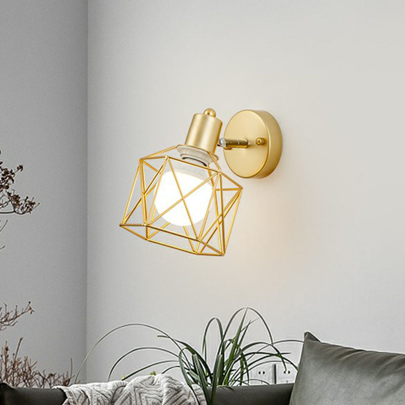 Avtoit | Antique hexagonal wall lamp single iron swivel wall light fixture in gold