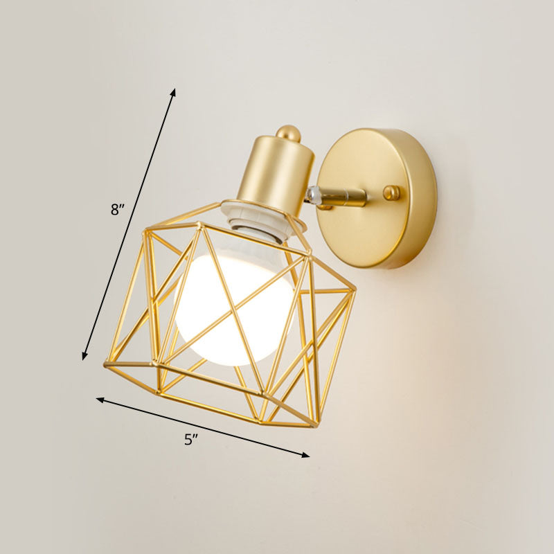 Avtoit | Antique hexagonal wall lamp single iron swivel wall light fixture in gold