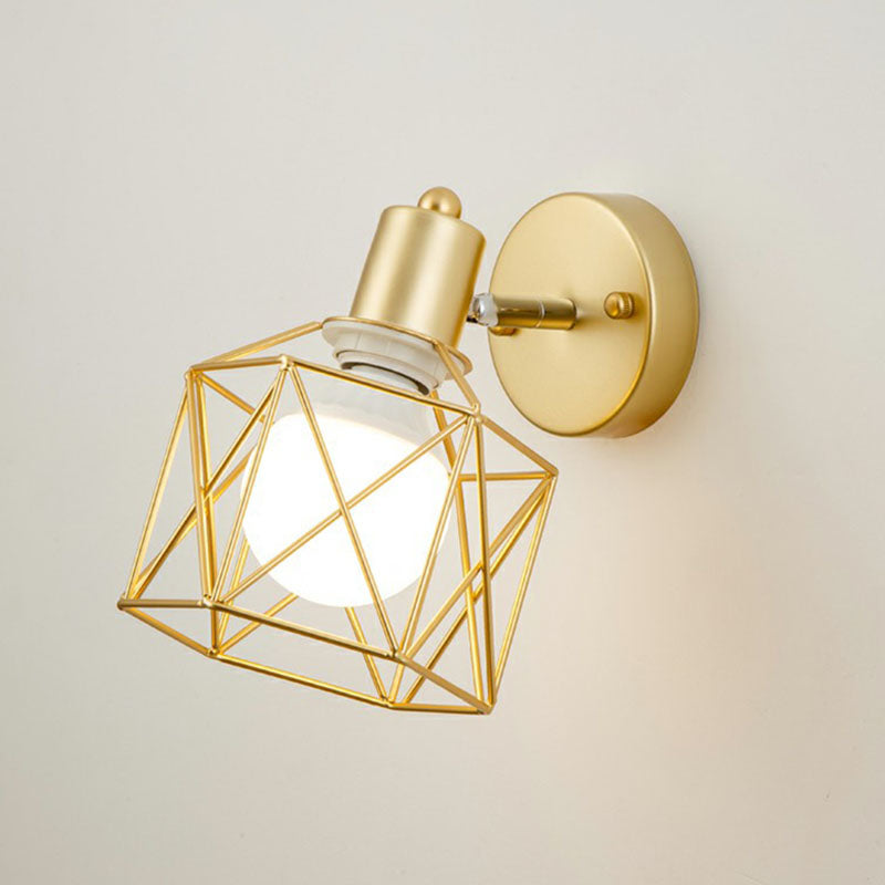 Avtoit | Antique hexagonal wall lamp single iron swivel wall light fixture in gold