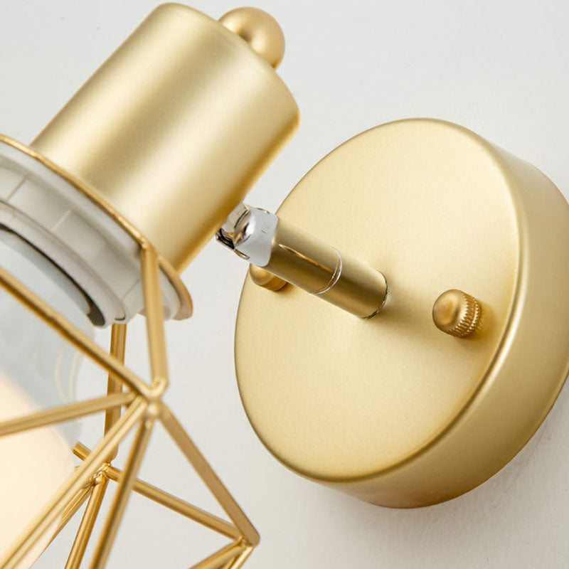 Avtoit | Antique hexagonal wall lamp single iron swivel wall light fixture in gold