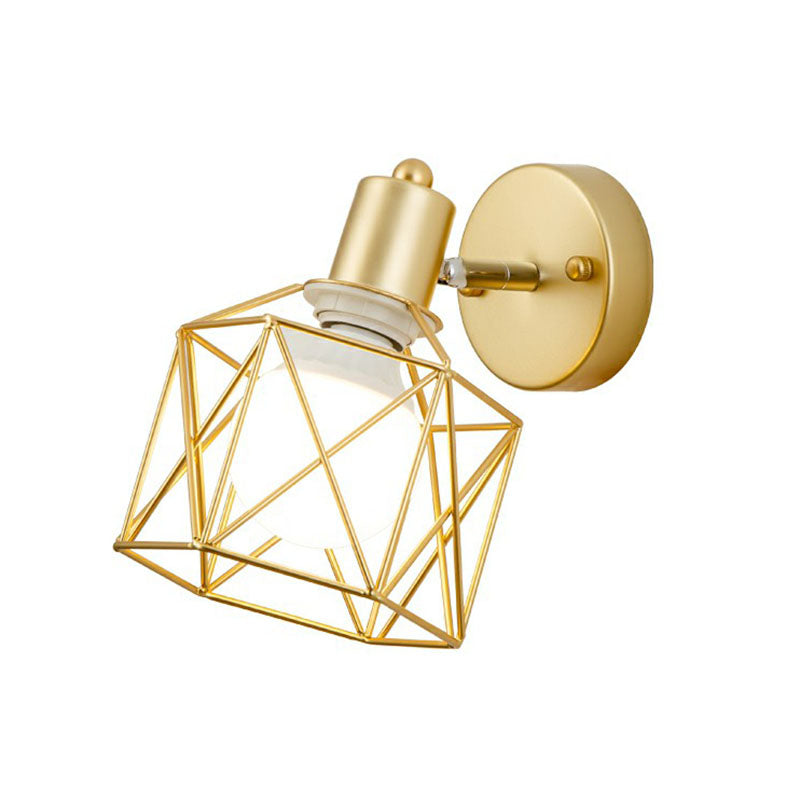 Avtoit | Antique hexagonal wall lamp single iron swivel wall light fixture in gold