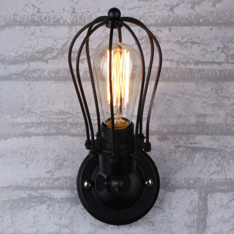 Avtoit | Vintage Grapefruit Cage Wall Lamp Single Lamp Iron Wall Mounted Lamp in Black