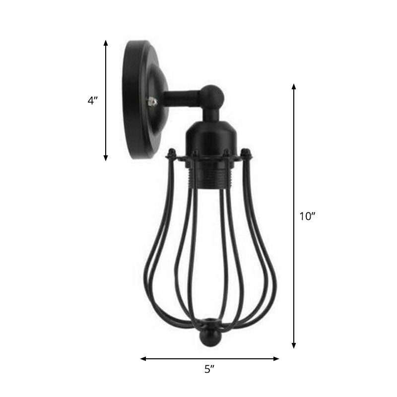 Avtoit | Vintage Grapefruit Cage Wall Lamp Single Lamp Iron Wall Mounted Lamp in Black