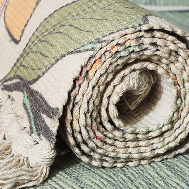 Avtoit | Classic Multicolored Drop Carpet Polyester Plant Printed Carpet Non-Slip Back Machine Washable Carpet for Bedroom