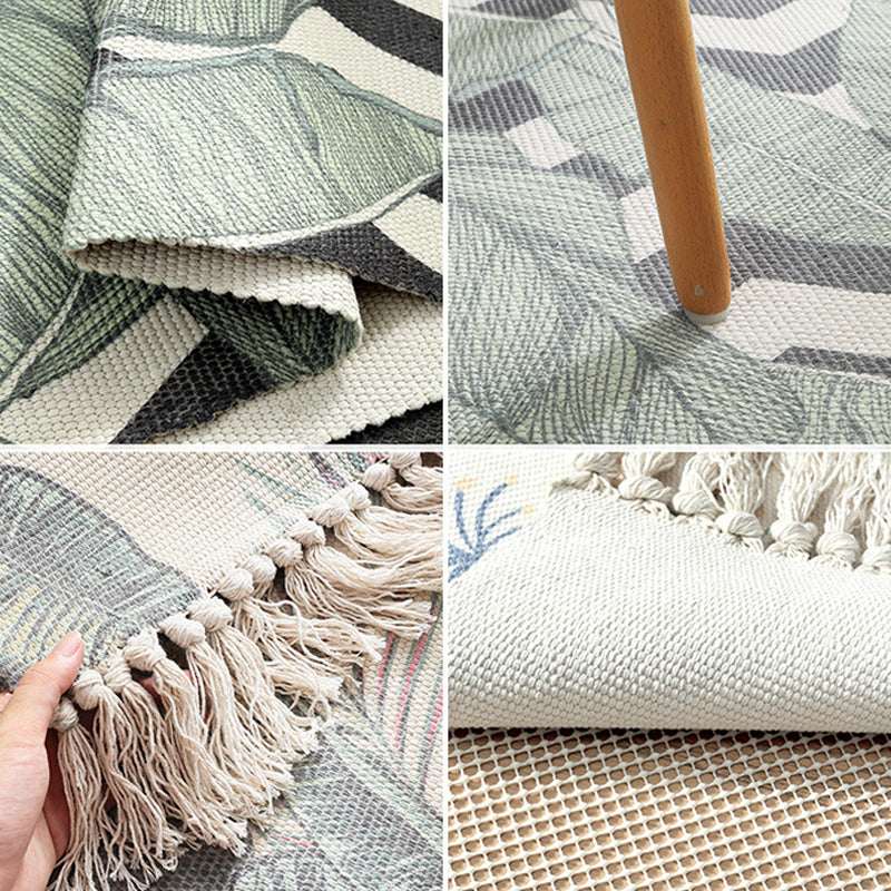 Avtoit | Classic Multicolored Drop Carpet Polyester Plant Printed Carpet Non-Slip Back Machine Washable Carpet for Bedroom