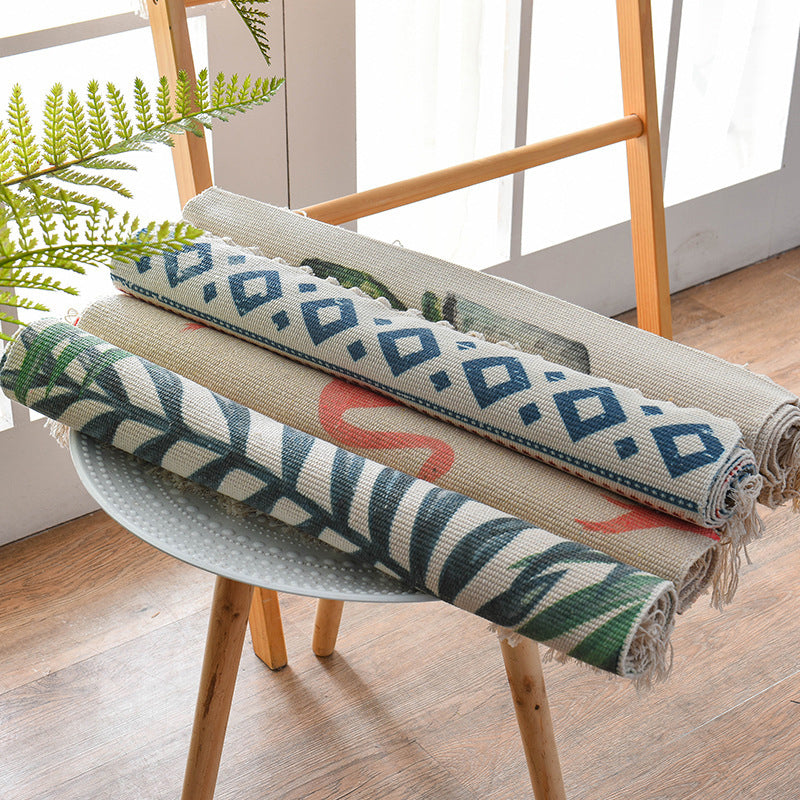 Avtoit | Southwestern Bedroom Rug Multicolor Geometric Print Rug Polypropylene Machine Washable Rug with Fringes